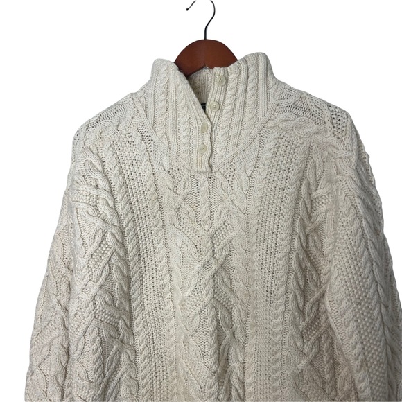 LAUREN RALPH LAUREN Hand Knit Worsted Wool Cable Knit Pullover High Neck Sweater - Picture 3 of 9